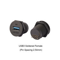 Connecteur femelle USB3.0 Lshitech M22.5mm, prise USB de type D à montage sur panneau, traversant/à souder, pour appareils IoT industriels