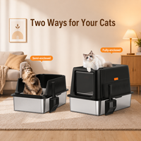 Bac à litière automatique pour chat en acier inoxydable, grande capacité de 70 L, bac à litière fermé intelligent avec contrôle des odeurs pour plusieurs chats