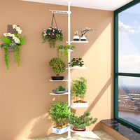 YIJIALE Support de fleurs réglable DIY, étagère télescopique pour plantes, support métallique pour balcon
