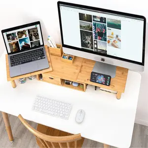 แท่นวางจอคอมพิวเตอร์แบบตั้งได้ทำจากไม้ขาตั้งสำหรับวางแล็ปท็อปโต๊ะทำจากไม้