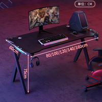 Table de jeu en forme de Z moderne en bois et métal lumières réglables Led Rgb Pc Game Home Office Computer Desk Table de jeu pour les jeux