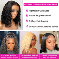 Perruques Courtes Bob Bouclées Kinky en Cheveux Humains, Perruques Frontales en Dentelle HD de Cheveux Vietnamiens Bruts, Perruques Pixie Cut en Cheveux Humains pour Femmes