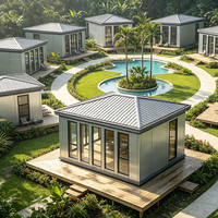 Maison préfabriquée modulaire entièrement finie, assemblage rapide sur site, cabane préfabriquée mobile personnalisée pour complexe touristique
