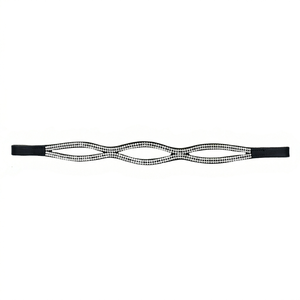 Bandeau de tête incurvé en cristal noir avec double rangée de strass en cuir pour chevaux d'équitation - Product Image 1