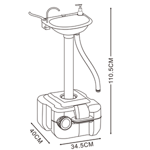 Lavabo Portatile da Campeggio Elettrico a Batteria con Serbatoio da 5 Galloni, Design Ovale in Plastica, Portasciugamani e Portasapone - Product Image 6