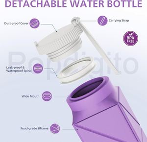 Bouteille d'eau pliable pour les sports de plein air, réutilisable, sans BPA, en silicone, pliable, pour les voyages, la salle de sport, le camping, la randonnée - Product Image 3