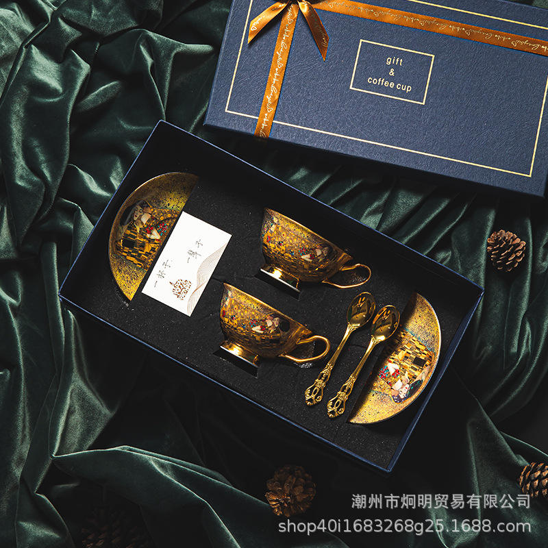 2 cups 2 plates 2 spoons long gift box