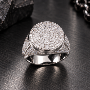 Custom Round Cut Moissanite Diamond Iced Out <b>Ring</b> Pass Diamond Tester 10K 14K 18K Gold Moissanite <b>signet</b> <b>ring</b> <b>Men</b> Jewelry - Product Image 1