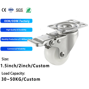 Roulettes de chaise de bureau en gros d'usine, roulettes pivotantes en acier inoxydable de 1,5 pouce et 2 pouces, roulettes en polyamide et nylon - Product Image 1
