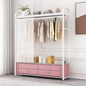 Hua Cheng <b>Clothes</b> <b>Rack</b> With Drawer Modern Design For Bedroom Bathroom Home Storage Furniture Solid Wood Stainless Steel - Product Image 4