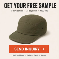 Gorra de 5 Paneles, OEM, ODM, Marca Privada, Logotipo Bordado Personalizado, Poliéster Reciclado, Algodón Orgánico, Cáñamo, Fabricante de Gorras con Marca Completa