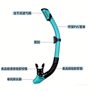 Dry Snorkel Full Dry Silicone Breath Tube For Freediving Swimming Diving Gear With Anti-Splash Design - Product Image 2