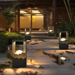 נירוסטה חדשה בסגנון סיני + pc חומר מדשאה שמש אורות ip65 מנורות גן עמיד למים - Product Image 1