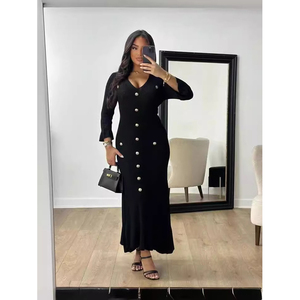 2024 autunno e inverno moda donna <span class=keywords><strong>maglia</strong></span> <span class=keywords><strong>abito</strong></span> a manica lunga ampio lavorato a <span class=keywords><strong>maglia</strong></span> <span class=keywords><strong>abito</strong></span> Casual con increspature eleganti - Product Image 2