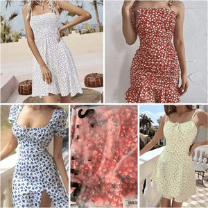 Elegantes Vestidos Midi Acampanados para Mujer con Cintura Alta, Volantes, Manga Acampanada, Cuello en V, Estampado de Primavera, Chifón, Casual, Lavable, Maxi - Product Image 1