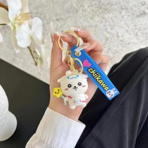Porte-clés de la trilogie de dessins animés Ikawa, pendentif de poupée Chiikawa, décoration à suspendre pour sac, porte-clés de voiture, lot - Product Image 2