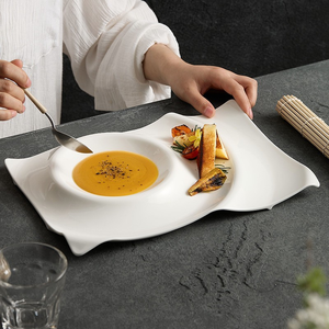 Ceramiche artistiche in <span class=keywords><strong>gres</strong></span> e porcellana Assiettes à soupe en porcelaine blanche Assiettes à <span class=keywords><strong>dessert</strong></span> occidentales en céramique Vaisselle de cuisine moléculaire - Product Image 1