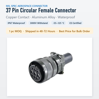 Konektor Wanita Mil Spec Aerospace 17/19/22/37 Pin Kontak Tembaga Bundar Paduan Aluminium Tahan Air IP67 3000V MIL-DTL-5015