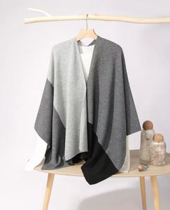 Conjunto de gorro <span class=keywords><strong>morado</strong></span> de lana gris, bufanda pashmina de Cachemira, chales finos, chal <span class=keywords><strong>bordado</strong></span> con mangas - Product Image 5