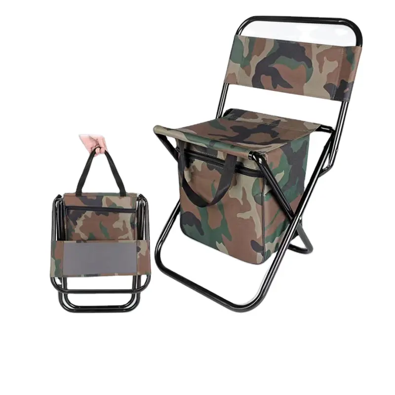 Fábrica al por mayor personalizado plegable cómodo 600D camuflaje magra portátil mochila silla