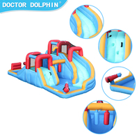 Doctor Dolphin EN71 Jeu de fête pour enfants, château gonflable, piscine gonflable, structure de saut aquatique, 4 personnes, 420D+840D Oxford