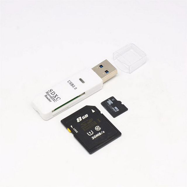 Mini TF SD Card Reader 2.0 USB with TF Card Slot Max Support 128GB Memory Card Reader for Computer