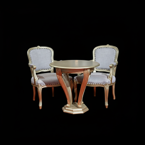 Louis Luxury Mid-Century Modern Table basse en bois massif Ensemble de meubles à 2 chaises avec élément décoratif pour le salon de la maison - Product Image 1