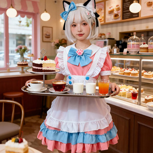 Sweet Pink Maid Lolita Dress Set Japanese Style Cute Cosplay Costume Women's Spring 2025 - Product Image 4