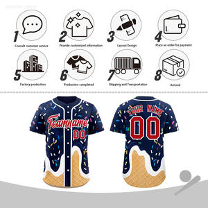 卸売 カスタム 半袖 野球ユニフォーム ドーナツテーマ デザイン プラスサイズ 大人・ユース向け 名入れ チームユニフォームシャツ - Product Image 5