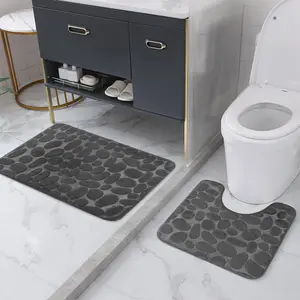 Taş banyo mat bellek köpük mat kalın ayak mat ayak halı kaymaz banyo halısı banyo paspası 3D kabartmalı banyo paspası 2 adet Set