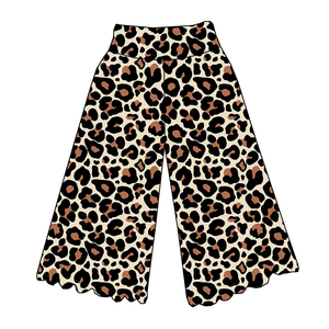 בגדי מכנסיים ארוכים לילדים עם דפוס הדפס נמר אופנה עם מכנסיים ארוכים רחבים ועיצוב תחרה - בגדי סתיו לילדות - Product Image 5