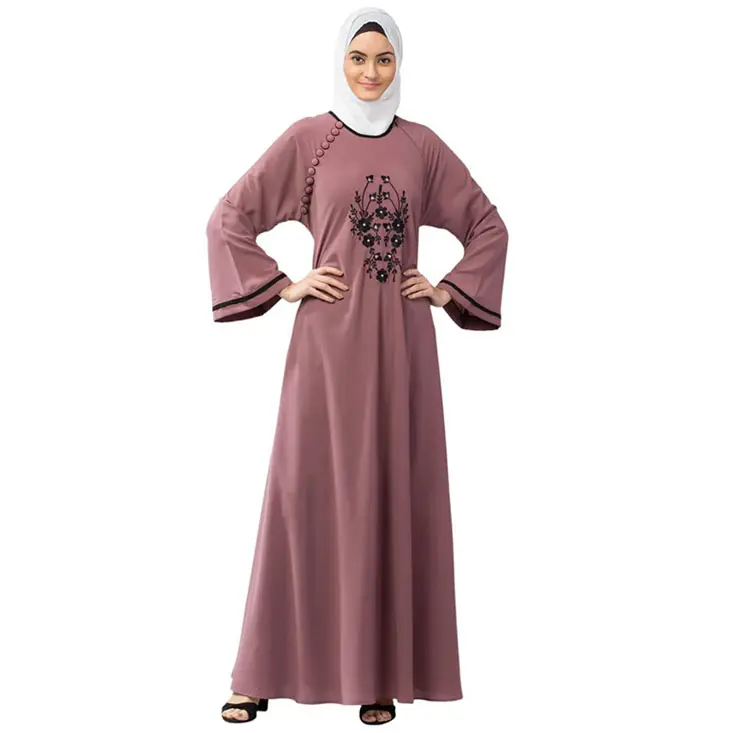 Abito islamico donna Abaya ricamato con Hijab OEM Service Dubai Abaya adulti Crepe Islam abbigliamento donna Cabaya supporto