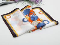 Foulard en satin de soie imprimé cercles colorés, bandana décoratif tendance, écharpe tour de cou, logo personnalisé disponible en gros
