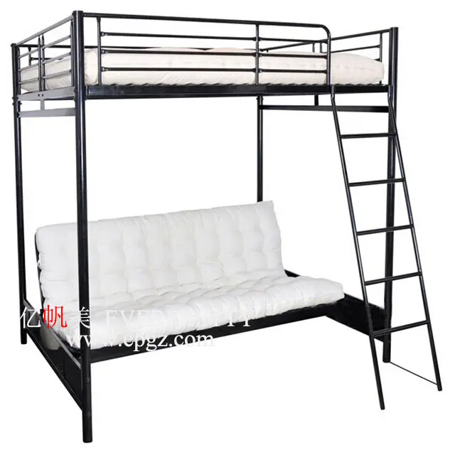 Best Price Best Quality School Furniture Dormitory Two in One Black Metal Bunk Bed for Student