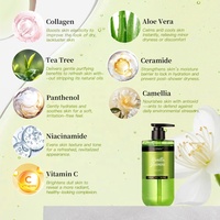 Gel de Ducha Natural y Orgánico de Marca Privada con Árbol de Té, Colágeno, Aloe, Vitamina C, Hidratante, Blanqueador, Nutritivo y Perfumado