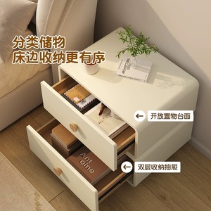 Cream Colored <b>Bedside</b> Table Solid Wood 2 Drawer Storage Nightstand For Bedroom Adult Use - Product Image 2