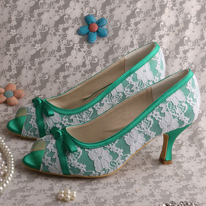 Peep Toe Avorio Bianco Del Merletto Delle Signore <span class=keywords><strong>Scarpe</strong></span> per la <span class=keywords><strong>Sposa</strong></span> - Product Image 4