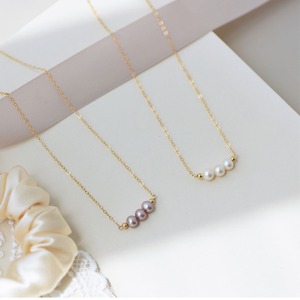 Collier populaire sur Instagram plaqué or 14 carats avec perles d'eau douce naturelles, tempérament simple, sourire rose, chaîne de clavicule violette - Product Image 2