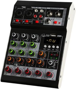 Mixer Audio Mini profesional, kontroler <span class=keywords><strong>DJ</strong></span> 4 saluran dengan antarmuka USB/efek BT Untuk Keluarga KTV Karaoke & Karaoke KTV Mini - Product Image 6