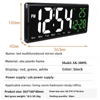 Jam Dinding Gaya Eropa dengan Layar LED Karakter Besar Definisi Tinggi, Jam Digital Elektronik, Kalender Abadi.