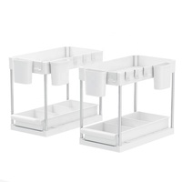Lot de 2 paniers coulissants pour armoire, tiroirs organisateurs multi-usages sous l'évier