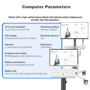Scanner intra-oral 3D tout-en-un optimisé, chariot mobile <span class=keywords><strong>UPS</strong></span>, haute précision, design ergonomique, dentisterie esthétique, Windows 11 - Product Image 3