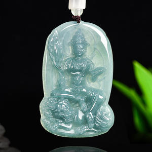 Colgante de Jadeíta Natural Azul Agua, Bodhisattva Manjusri, Diseño Original UNISEX, Regalo con Certificado de Tasación GY54 - Product Image 1