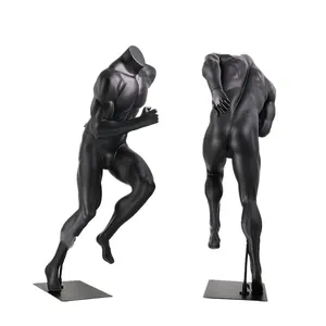 Donne sexy sport manichino muscolare bianco senza testa femminile/maschio maniquies muscolari sport in esecuzione per esposizione di indumenti sportivi