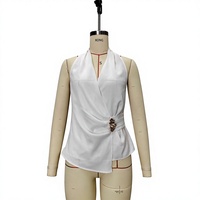 Gaun Satin Putih Tanpa Lengan Model Halter V-Neck Slim Fit dengan Kancing di Pinggang untuk Wanita Musim Panas