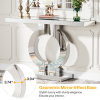 Table console Tribesigns de 41 pouces, style moderne, base en forme de O, table d'appoint contemporaine, miroir argenté, effet diamant éclatant