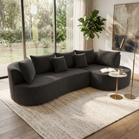 Canapé d'angle sectionnel moderne de luxe trois places en velours pour appartement et hôtel, salon inclinable en mousse sans armature