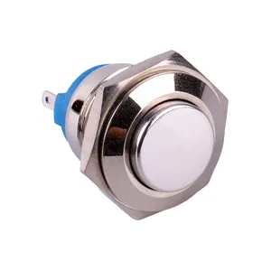 16mm IP65 3A Pin Terminal 1NO 1NC 220 Volt Niclated Brass Resst 12V Waterproof Metakel Pl Momentary Push through Button Switch