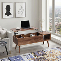 Table basse élévatrice vintage du milieu du siècle Design moderne vieilli avec rangement caché meubles de maison en bois extensibles