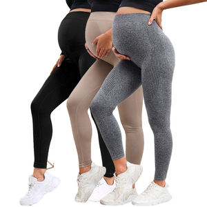 Mallas de <span class=keywords><strong>maternidad</strong></span> de cintura alta elásticas OEM, mallas ajustadas para mujeres embarazadas, soporte para el vientre, mallas posparto, pantalones de Fitness moldeadores de cuerpo - Product Image 1